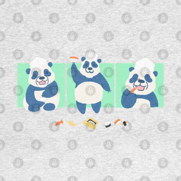 Cute Panda Sushi Chef Drawing illustration by MariOyama